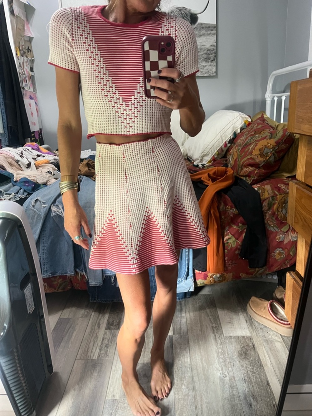 Two Piece Knit A-Line Skirt & Cropped Top